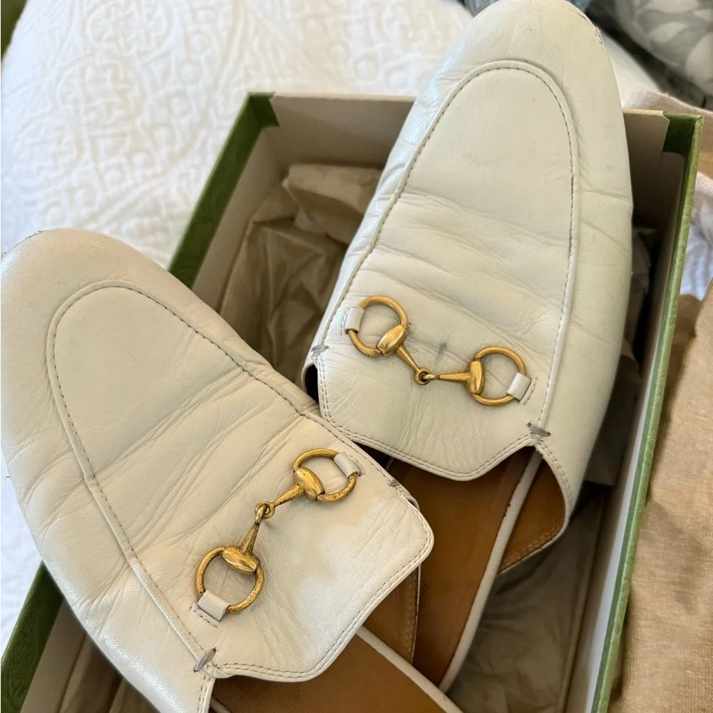 Gucci Women’s Princetown White Leather Slipper Mules - Picture 4 of 7